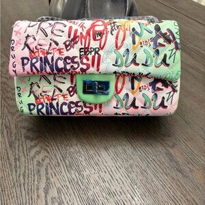 Colorful Graffiti Print Clutch